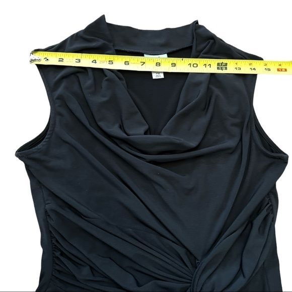 WORTHINGTON PETITE STRETCH DRAPED WRAP BODYCON‎ BLACK DRESS SIZE PM - Picture 10 of 12